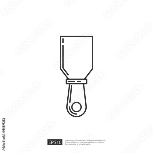 Putty Knife Line Icon, Putty Knife Vector, Outline Illustration