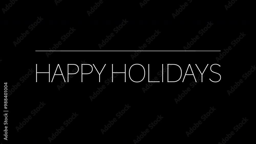 Clean and modern, this image depicts Happy Holidays in white sans-serif lettering on a black background. The centered layout and simple font create a stylish and festive feel Clean and modern, this image depicts Happy Holidays in white sans-serif lettering on a black background. The centered layout and simple font create a stylish and festive feel