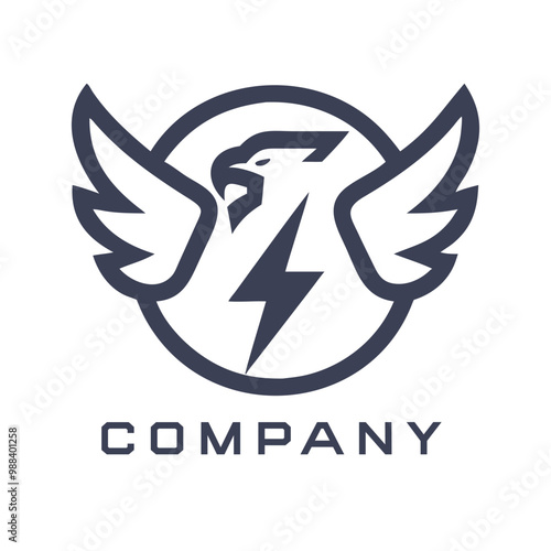 Eagle logo, eagle logo symbolizes lightning and electricity photo