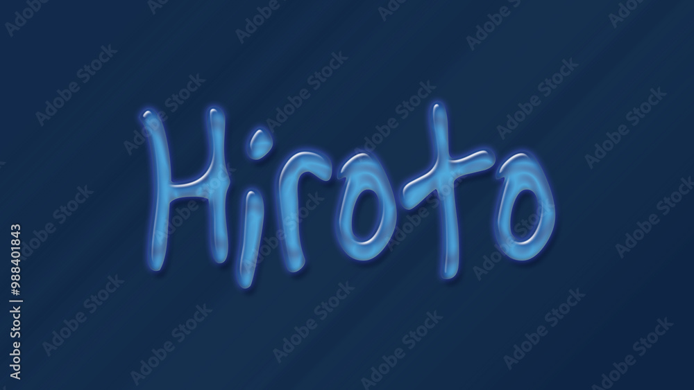 Water bubble 3D text effect of name Hiroto 0n blue background.