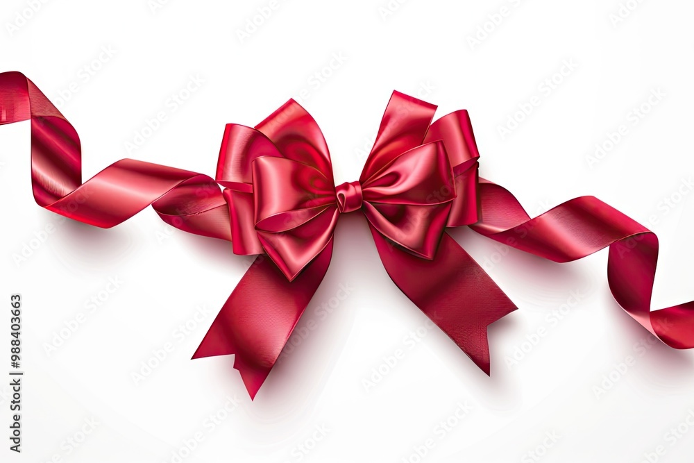 Red Bow Ribbon Isolated, Package Decoration, Beautiful Gift, Present, Red Satin Ribbon Red Bow Ribbon Isolated, Package Decoration, Beautiful Gift, Present, Red Satin Ribbon