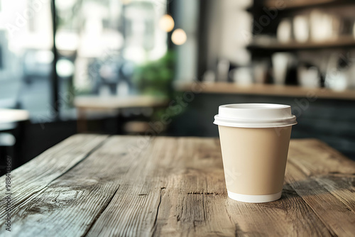 Closeup Photo of a Coffee Cup on a Wooden Table