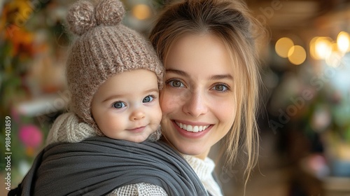 mothers carrying babies in carriers slings or wraps babywearing photo