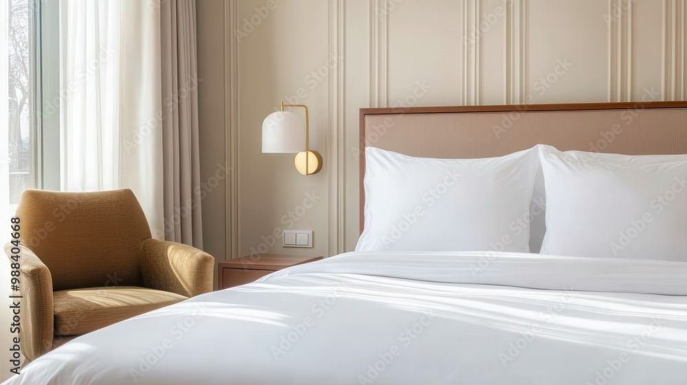 Cozy and Modern Hotel Room with Warm Lighting and Amenities Cozy and Modern Hotel Room with Warm Lighting and Amenities