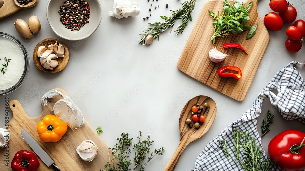 Colorful fresh ingredients on a kitchen table Colorful fresh ingredients on a kitchen table