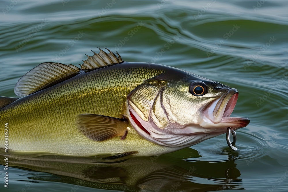 Largemouth Bass Fish Isolated on Water Background for Nature Lovers Largemouth Bass Fish Isolated on Water Background for Nature Lovers