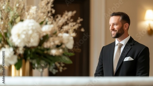 Friendly Concierge Providing Comprehensive Support in Hotel Lobby