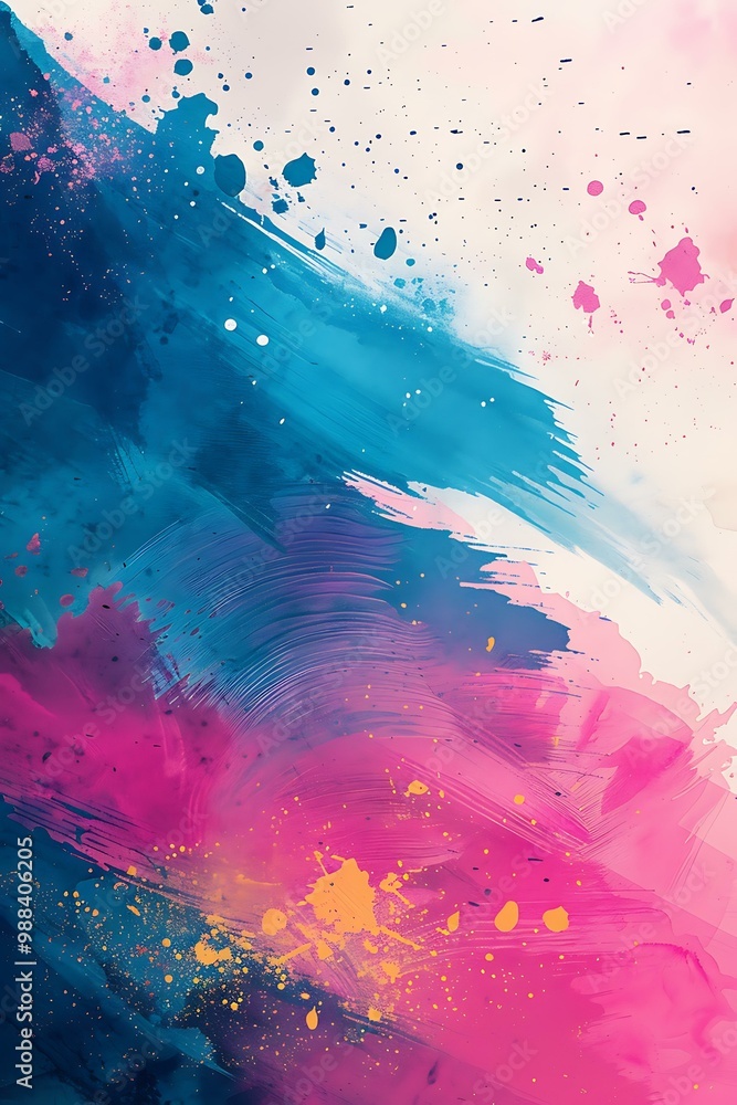 Fototapeta premium Abstract Art Background With Pink, Blue and Yellow Colors
