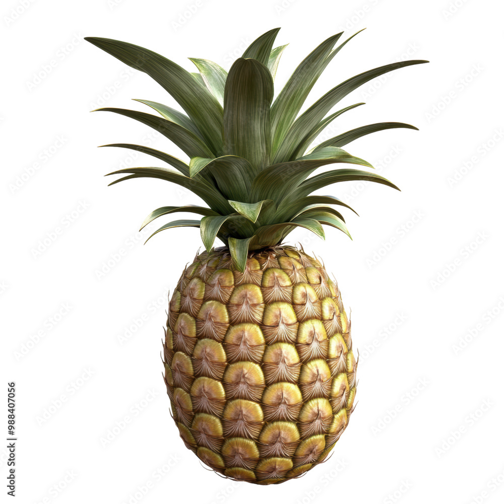 Realistic pineapple with vibrant yellow and green leaves. png, transparent background. Realistic pineapple with vibrant yellow and green leaves. png, transparent background.