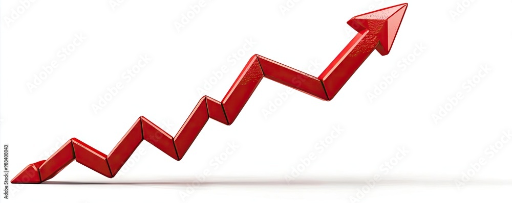 Dynamic red arrow indicating growth and progress, perfect for business and financial themes in presentations and marketing materials. Dynamic red arrow indicating growth and progress, perfect for business and financial themes in presentations and marketing materials.