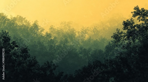 Wallpaper Mural Enchanting Forest Sunset: Vibrant Colors and Lush Canopy Torontodigital.ca