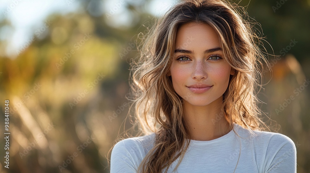 portrait of beautiful diabetic woman with insulin pump, continuous glucose monitor on arm outdoors portrait of beautiful diabetic woman with insulin pump, continuous glucose monitor on arm outdoors