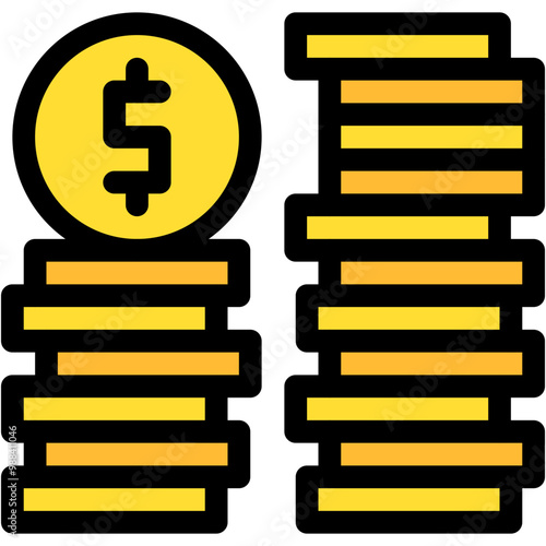 Vector Icon dollar, Cash, coins, finance, money