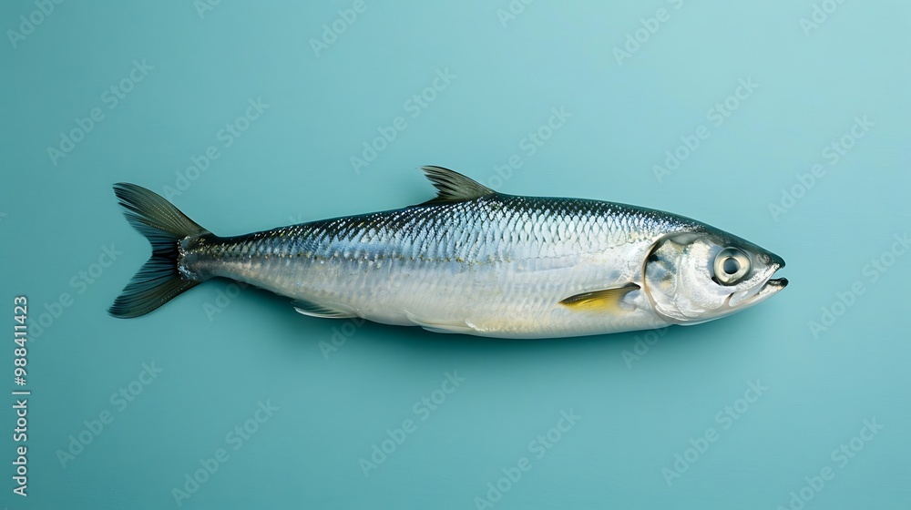 Fototapeta premium herring isolated on blue background