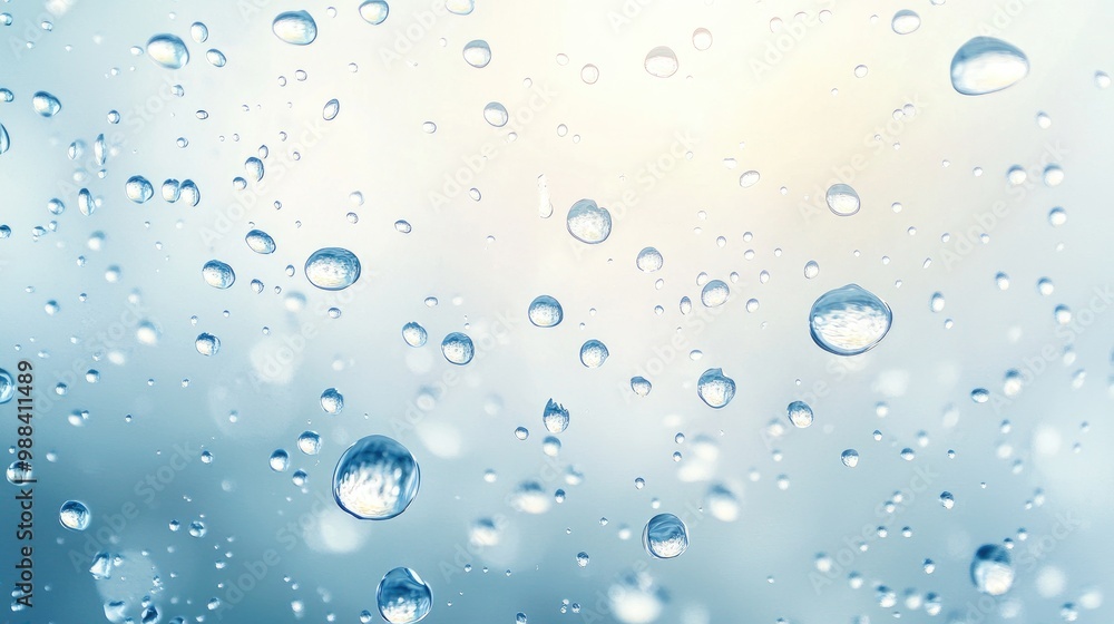 Water Droplets on a Smooth, Light Blue Surface Water Droplets on a Smooth, Light Blue Surface