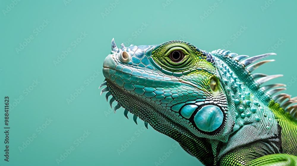 iguana head isolated on solid background iguana head isolated on solid background
