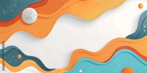 Abstract Colorful Background with Wavy Lines and 3D Elements