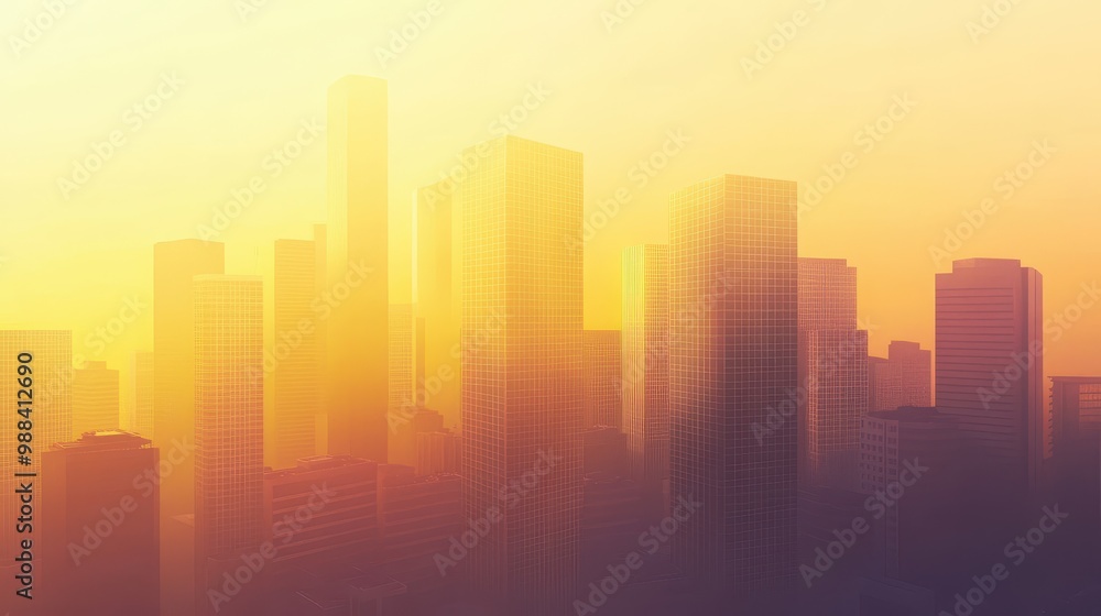 Vibrant Urban Cityscape at Sunset Vibrant Urban Cityscape at Sunset