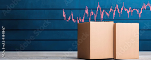 A stock market graph breaking the boundaries of a box, representing the pursuit of unconventional and innovative market opportunities photo