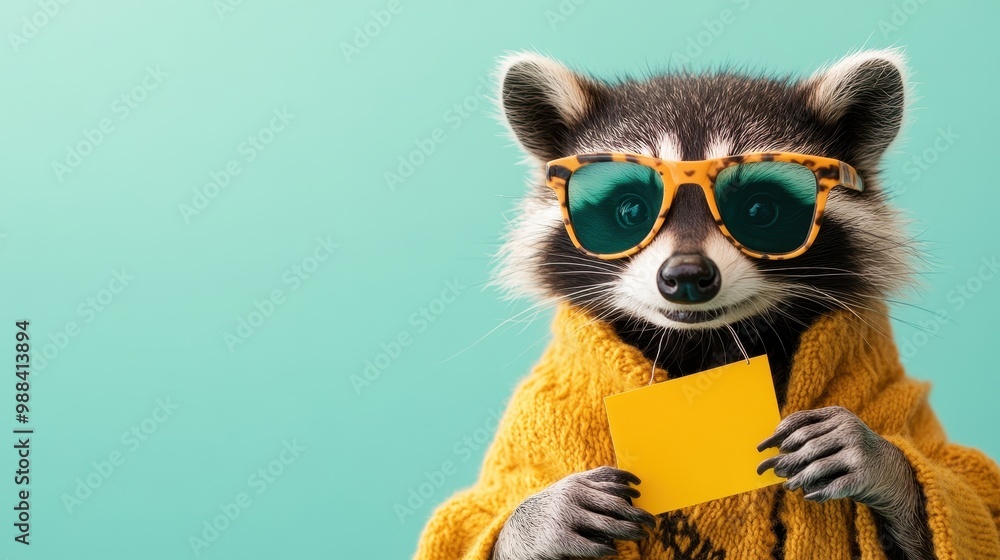 Raccoon in Trendy Outfit with Sunglasses and Disc Raccoon in Trendy Outfit with Sunglasses and Disc