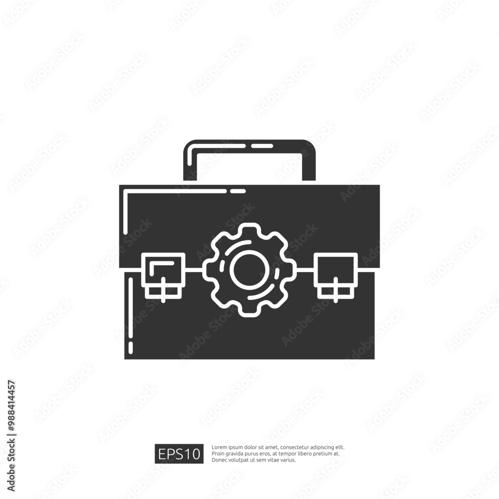Art Illustration of a Briefcase with a Gear, Business, Productivity, and Technology Concept Art Illustration of a Briefcase with a Gear, Business, Productivity, and Technology Concept
