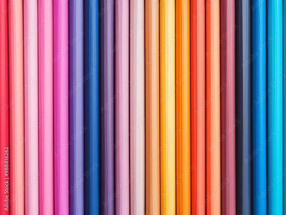 A vibrant collection of colored pencils arranged vertically, showcasing a spectrum of colors for art and creativity. A vibrant collection of colored pencils arranged vertically, showcasing a spectrum of colors for art and creativity.