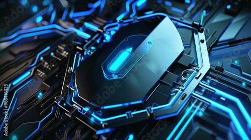 Wallpaper Mural Digital Security Shield With Keyhole: Cybersecurity Concept For Tech Companies And It Services Torontodigital.ca