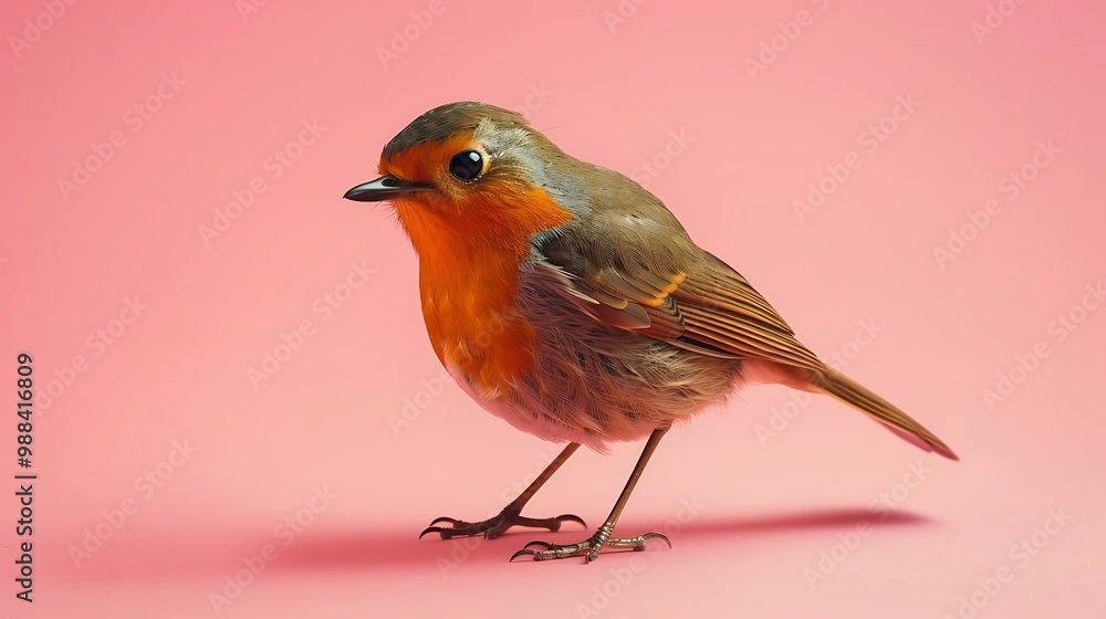 robin bird isolated on pink background robin bird isolated on pink background