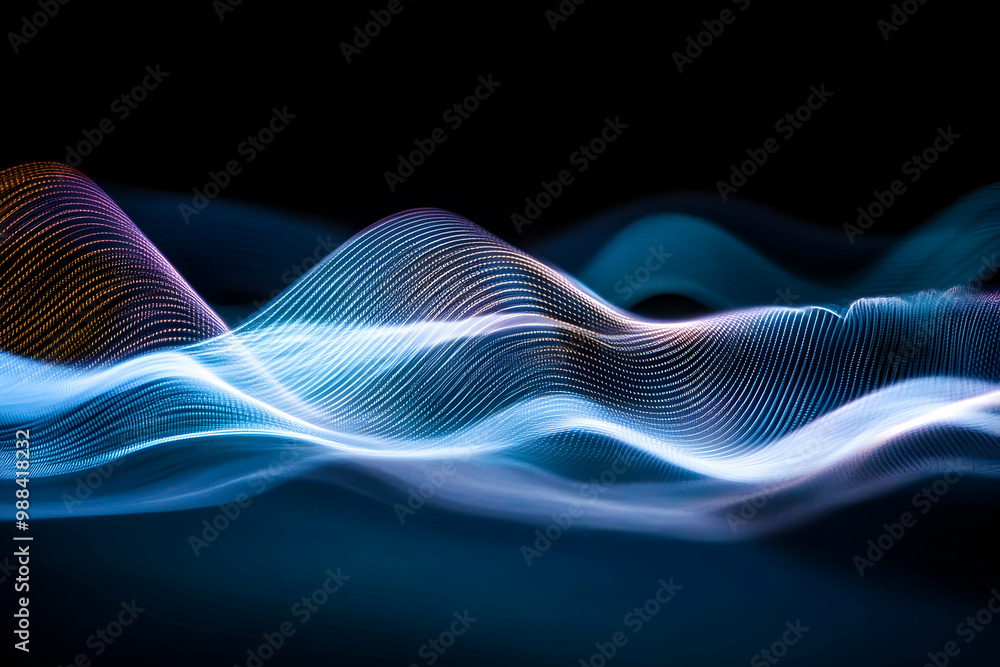 Abstract 3D Background with Wavy Lines and Glowing Light Abstract 3D Background with Wavy Lines and Glowing Light