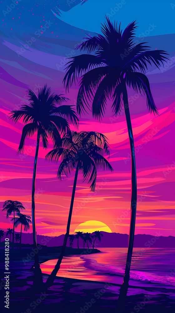 Palm Trees Silhouette Sunset Beach Palm Trees Silhouette Sunset Beach