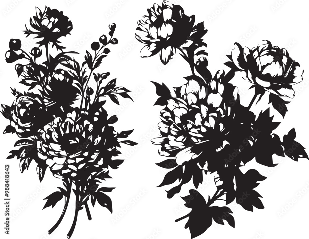 Fototapeta premium Set Flowers. Hand drawn vector illustration 