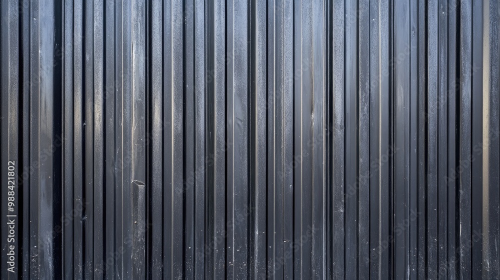 Obraz premium Close-up of a Black Corrugated Metal Surface with Subtle Light Reflecting off the Ridges