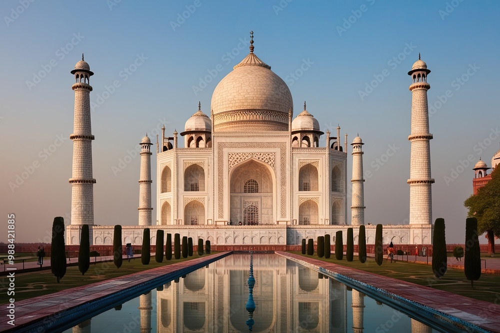 Fototapeta premium Stunning Isolated Taj Mahal in Agra as a Must-See Architectural Landmark
