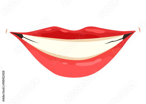 Red lip female. Woman expressed emotion, beauty concept. Modern flat vector design illustration