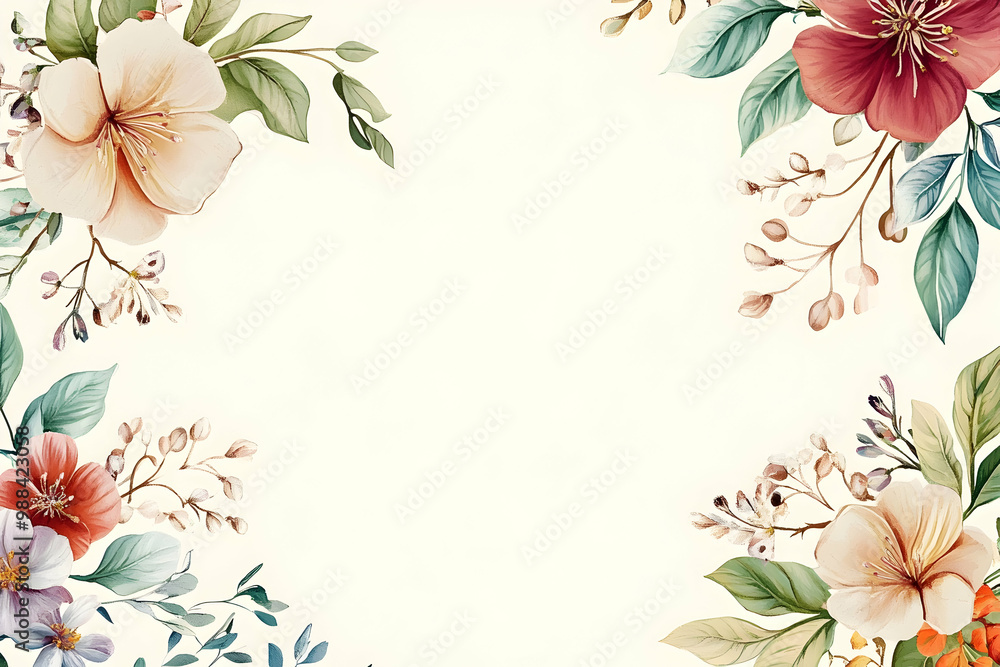 Floral Border Illustration with White Background Floral Border Illustration with White Background