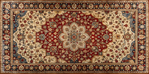 Intricate design of an old Persian carpet, Persian, carpet, vintage, traditional, rug, pattern, cultural, textile