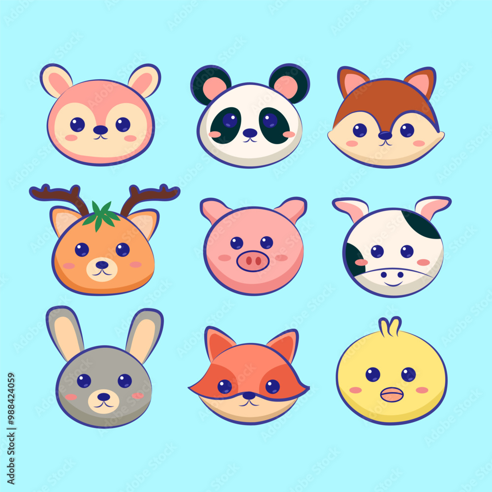 set of funny cartoon animals set of funny cartoon animals