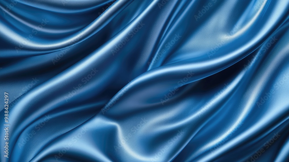 Fototapeta premium Abstract Draped Blue Satin Fabric Texture