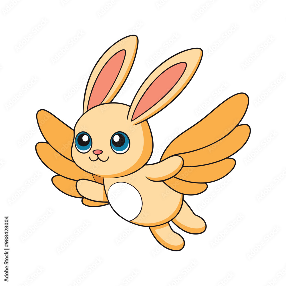 Flying Bunny Vector Cartoon Illustration Flying Bunny Vector Cartoon Illustration