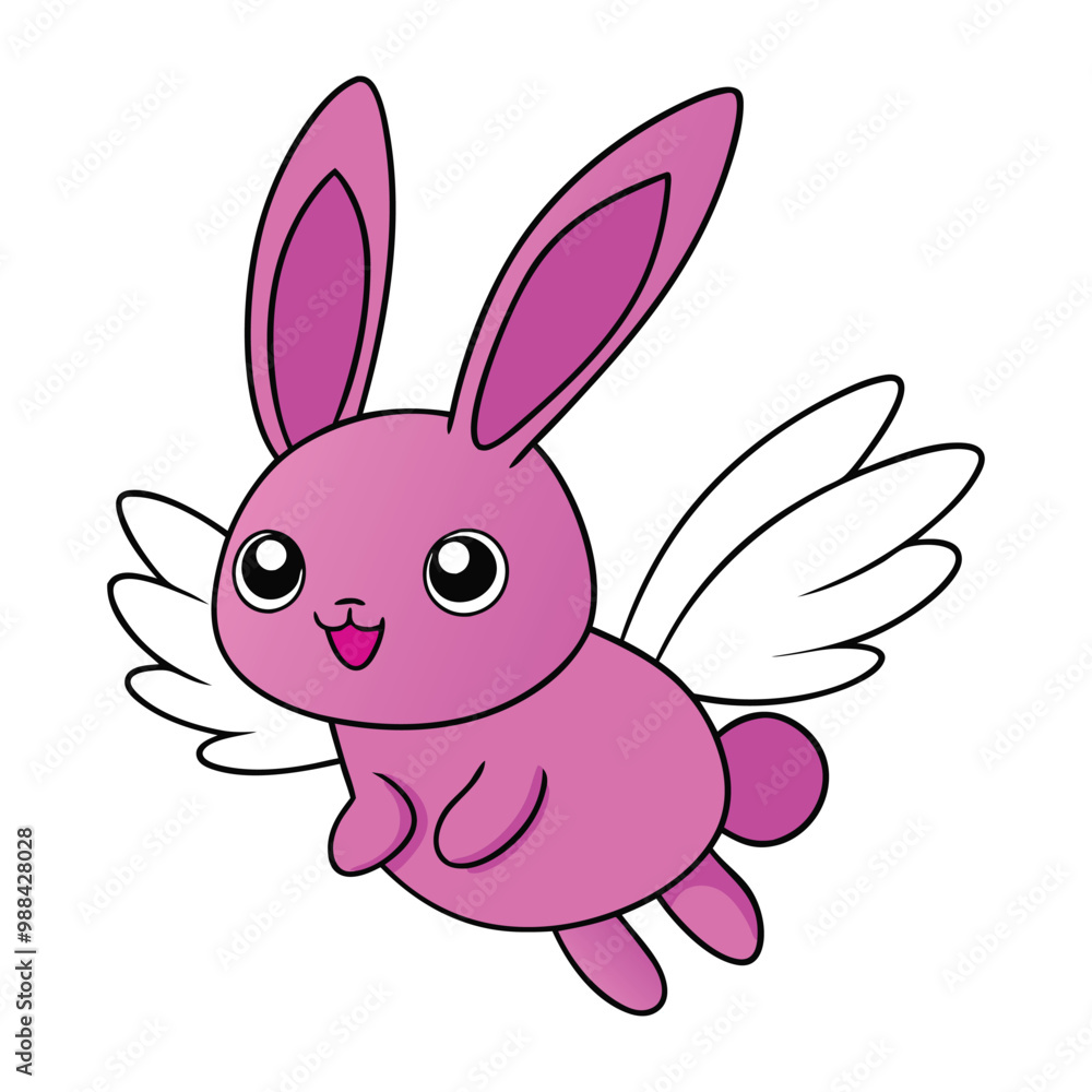 Flying Bunny Vector Cartoon Illustration Flying Bunny Vector Cartoon Illustration