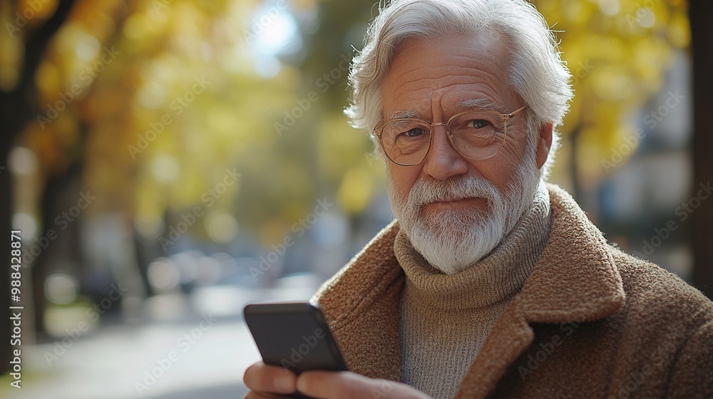 senior diabetic man checking his glucose dat on smartphone outdoors in park senior diabetic man checking his glucose dat on smartphone outdoors in park