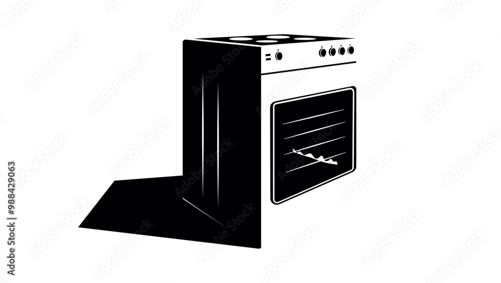 Oven emblem, black isolated silhouette Oven emblem, black isolated silhouette