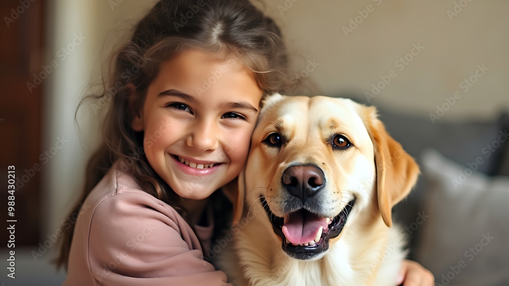 A little girl with a beautiful dog A little girl with a beautiful dog
