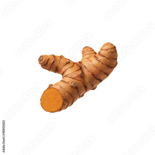 turmeric rhizome on transparent background. Can be used as graphic design photo