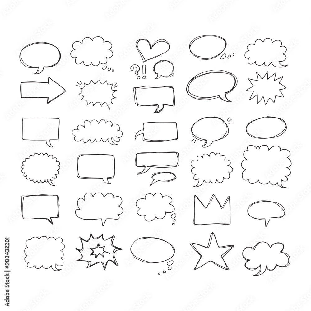 Speaking hand drawn doodle bubbles set. Talk clouds sketch frames. Speech thought Balloon shapes. Speaking hand drawn doodle bubbles set. Talk clouds sketch frames. Speech thought Balloon shapes.