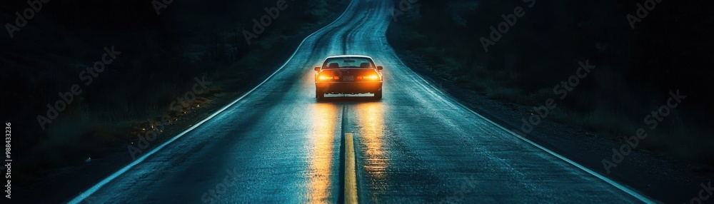 Midnight Drive - Cinematic Tension and Dramatic Lighting on Empty Road at Night Midnight Drive - Cinematic Tension and Dramatic Lighting on Empty Road at Night