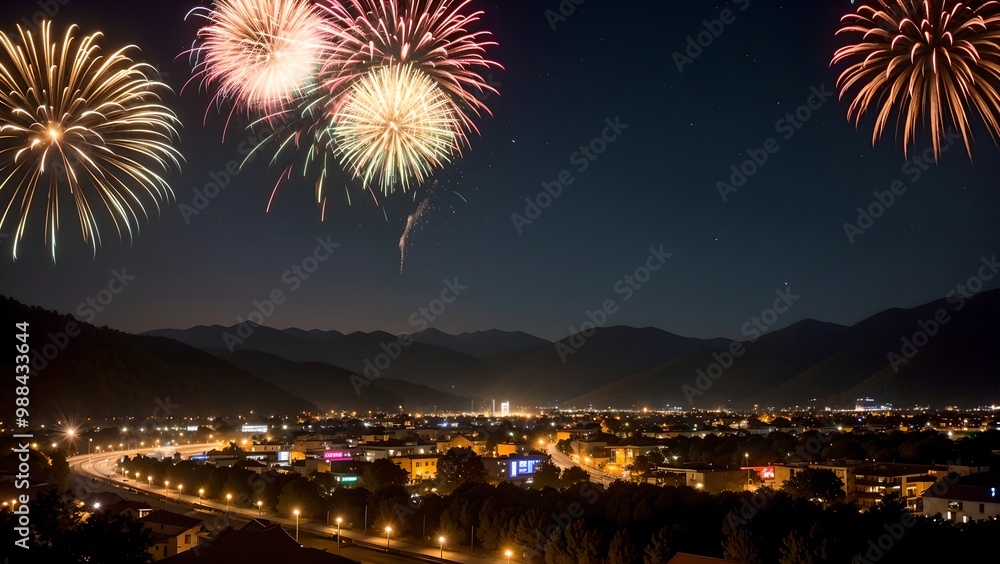 Diwali background with fireworks lighting up the night sky Diwali background with fireworks lighting up the night sky