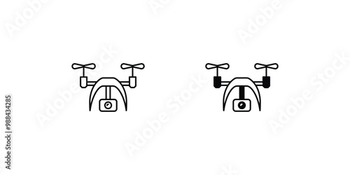 camera drone set icon with white background vector stock illustration