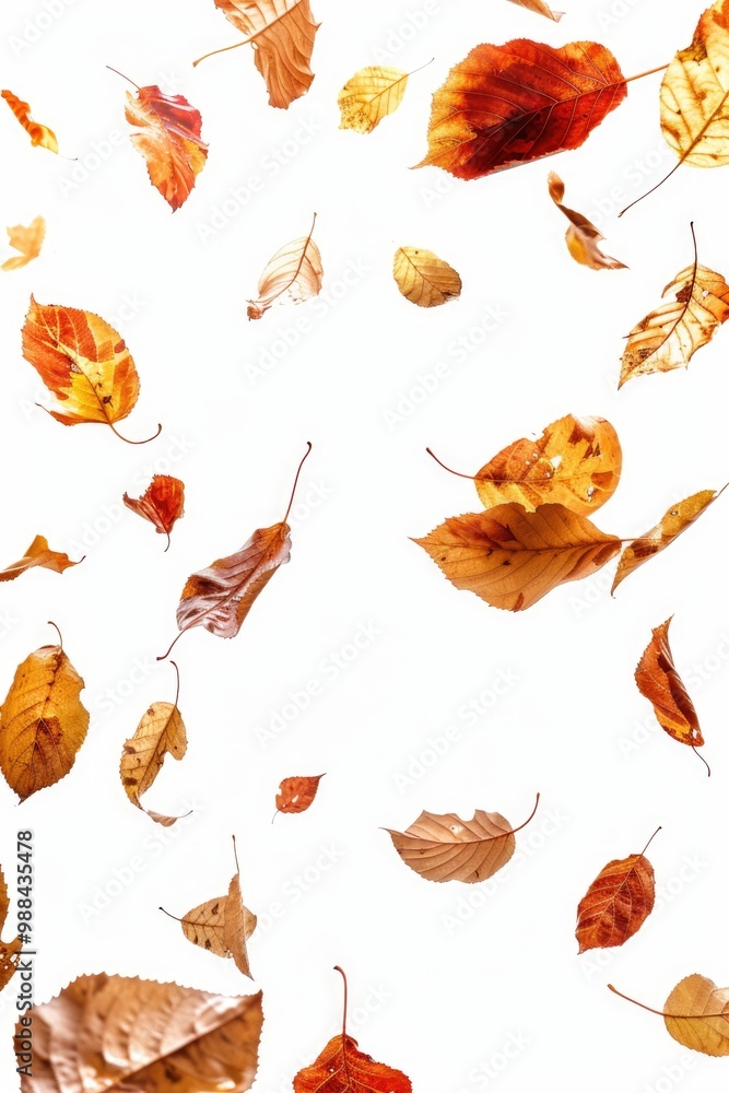 Fototapeta premium A bunch of leaves blowing in the wind
