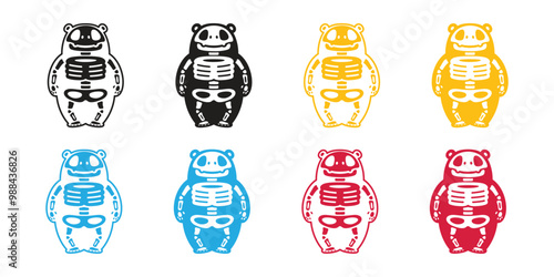 Bear polar halloween skeleton skull bone icon teddy vector pet cartoon character colorful logo symbol illustration clip art isolated design